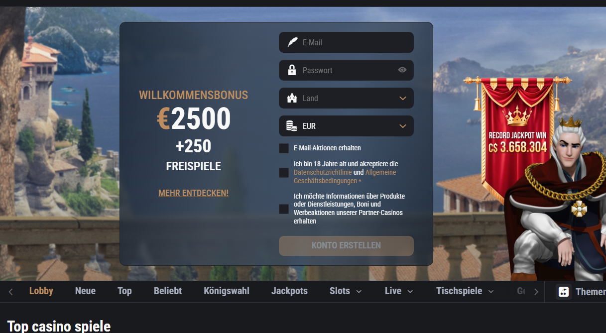 King Billy Casino Willkommensbonus